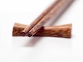 Close up shoot of a pair of wooden chopsticks