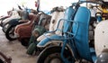 Close up short of vintage scooter motorcycle. Colorful of vintage scooter motorcycle. Royalty Free Stock Photo