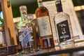 Close-up Shot of Alcoholic Bottles in Bar