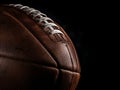 Close up shot of a American Football\'s Ball with black background. AI Generated Image