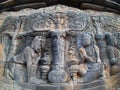 Close-up shot of ancient Hindu sculptures on a rock Royalty Free Stock Photo