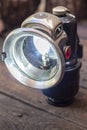 Close up shot of a antique early 1900s carbide cycle lamp. Royalty Free Stock Photo