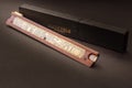 Close up shot of a antique 1915 slide rule, vintage retro concept