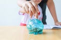 Close up shot Asian little girl in Thai student kindergarten uni Royalty Free Stock Photo