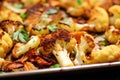 close-up shot of baharat spiced cauliflower roast Royalty Free Stock Photo