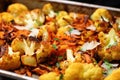 close-up shot of baharat spiced cauliflower roast Royalty Free Stock Photo