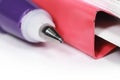 Close up shot of ball point pen and paper clip Royalty Free Stock Photo