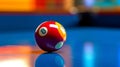 Close Up shot ball on a pool table. Generative AI Royalty Free Stock Photo
