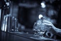 Bartender pouring whisky in a glass Royalty Free Stock Photo