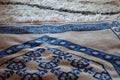 Close up shot of islamic prayer rug on turkish carpet on a sunny day Royalty Free Stock Photo