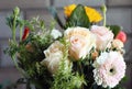 Close up shot of a beautiful bouquet of ornamental flowers.