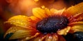 Close-up shot of beautiful yellow sunflower blossoming in a garden on sunny day. Helianthus annuus blooming in nature, vivid