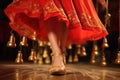 close-up shot of bells jingling on dancing shoes Royalty Free Stock Photo