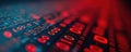 Close up shot of binary code digits. Abstract blue, red glowing digits. Digital technology background. Data processing, coding, Royalty Free Stock Photo