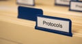 Protocols Folder Label in Office Filing System, Business Organization, Data Management Royalty Free Stock Photo
