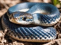 a blue and white striped snake in nature