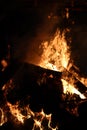 Close-up shot of bonfire igniting intense fire heat image for background