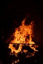 Close-up shot of bonfire igniting intense fire heat image for background