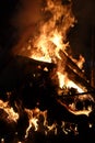 Close-up shot of bonfire igniting intense fire heat image for background