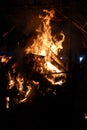 Close-up shot of bonfire igniting intense fire heat image for background