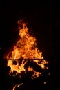 Close-up shot of bonfire igniting intense fire heat image for background