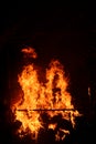 Close-up shot of bonfire igniting intense fire heat image for background