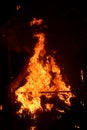 Close-up shot of bonfire igniting intense fire heat image for background