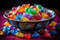 close-up shot of a bowl of colorful christmas candies Royalty Free Stock Photo