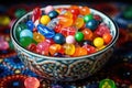 close-up shot of a bowl of colorful christmas candies Royalty Free Stock Photo