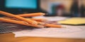 Yellow Pencils on Documents Closeup Good Resolution Stock Photo Royalty Free Stock Photo