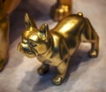 Close-up shot of a bronze bulldog sculpture