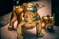Close-up shot of a bronze bulldog sculpture