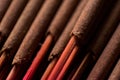 Close-up shot of a bunch of incense sticks Royalty Free Stock Photo
