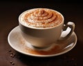 close-up shot of a cappuccino cup filled to the brim with creamy foam reveals the true essence.