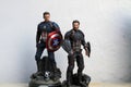 Close up shot of Captain America Infinity War superheros figure in action fighting.