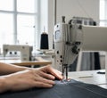 Production Rhythm: The Robust Precision of Industrial Sewing Royalty Free Stock Photo