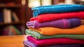 Close-up shot of a stack of colorful clothes Royalty Free Stock Photo