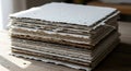 Artisanal Stack of Handmade Textured Paper Royalty Free Stock Photo