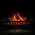 Cozy Fireplace Glow: Burning Logs in a Hearth Royalty Free Stock Photo