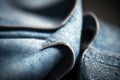 Close up shot of chambray denim clothes.