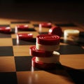 Checkers Stack on Game Board Royalty Free Stock Photo