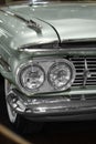 Close up shot of a Chevrolet Impala white car which produced in 1959. Editorial Shot in Izmir Turkey Royalty Free Stock Photo