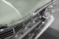 Close up shot of a Chevrolet Impala white car which produced in 1959. Editorial Shot in Izmir Turkey Royalty Free Stock Photo