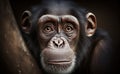 A close-up shot of a chimpanzees face, generative AI