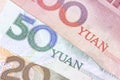 Close-up shot of Chinese banknotes Royalty Free Stock Photo