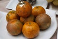 Close-up shot of the Chinese oranges.