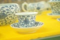 Close-up shot of Chinese traditional colorful ceramic tea set Royalty Free Stock Photo
