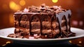 Close up shot of a chocolate lawa cake on fancy table