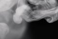 Cigarette Smoke On Black Background Detailed Close-Up