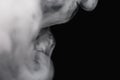 Cigarette Smoke On Black Background Detailed Close-Up